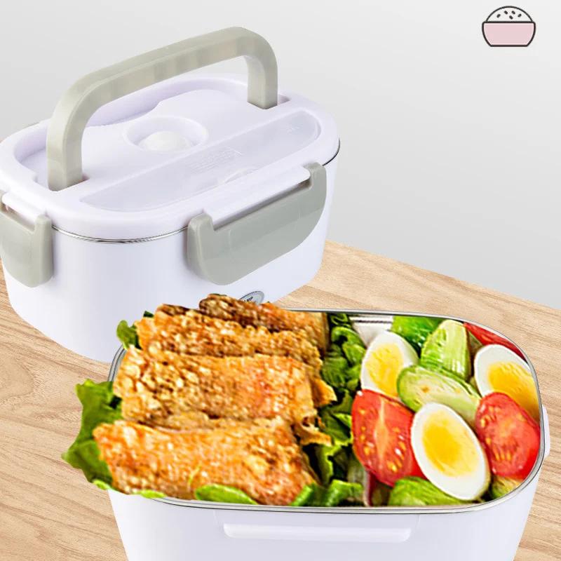 Boîte à lunch électrique portable 12V 110V/220V Peut être branchée sur une ceinture chauffante isolante Cuisson de repas chauds Chauffe-repas pour employé de bureau
