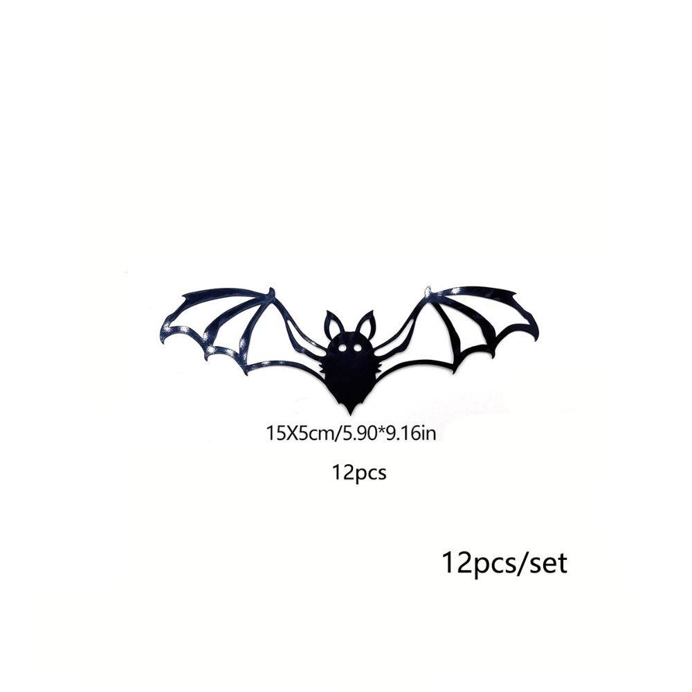 12pcs/set Double-Layer Halloween 3D Bat Stickers Skull Pattern PVC Butterfly Wall Stickers Self Adhesive Halloween Window Decal