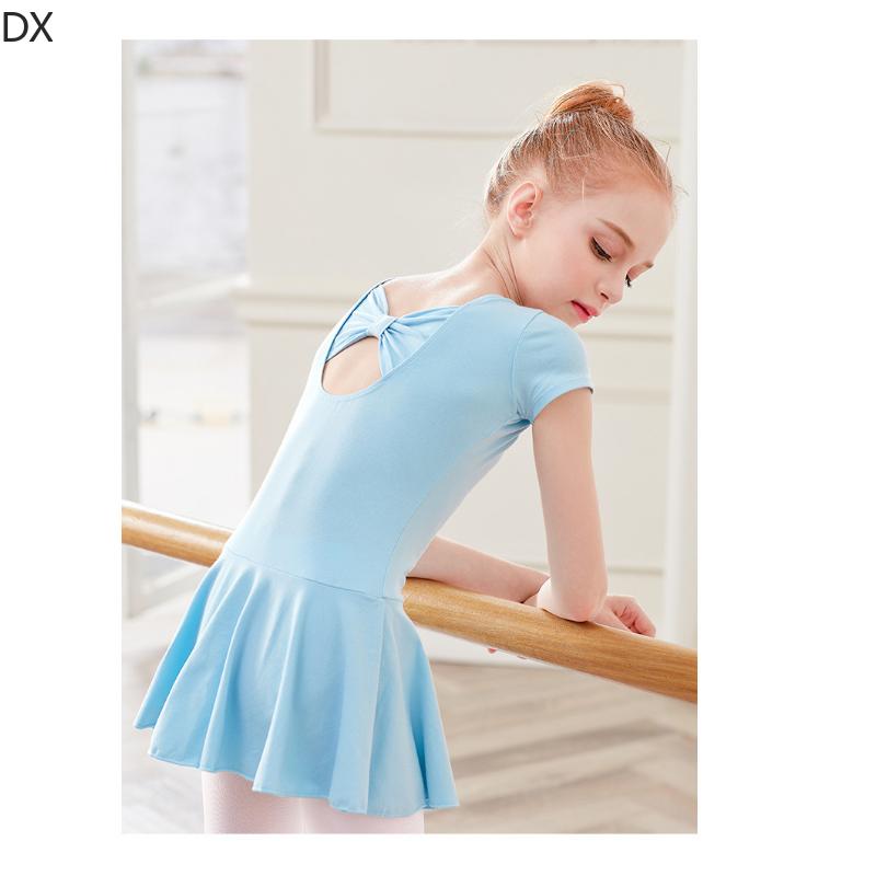 DX-Dance Costume Kids Costume Spring Short Sleeve Girls Bow Ballet Dress Girl
