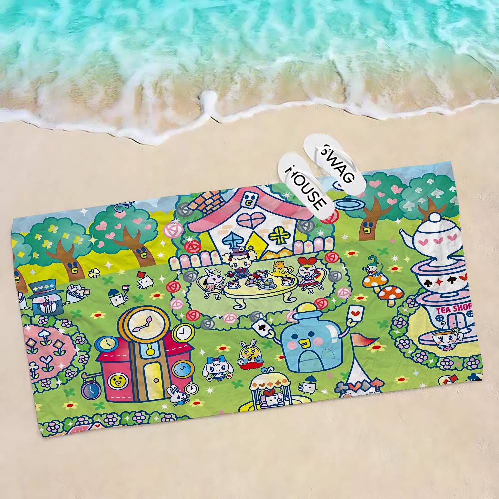 Tamagotchi Cut Friend Big Microfiber Beach Towels Quick Dry Towel Sand Beach Towels Pool Towel for Travel Swim Pool Yoga