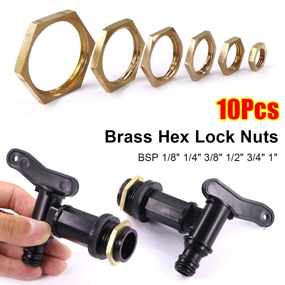 

10Pcs Hexagonal Shank Cap Flange Nut Brass Water Tank Joint New Hex Lock Nuts Pipe Fitting 10Pcs 1/8