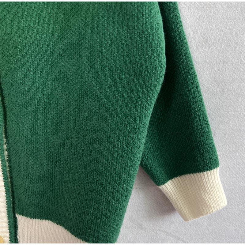 Knitted Cardigan Women V-neck Sweater Autumn Winter Single Breasted Coats Fashion Long Sleeve Panelled Casual Outerwear