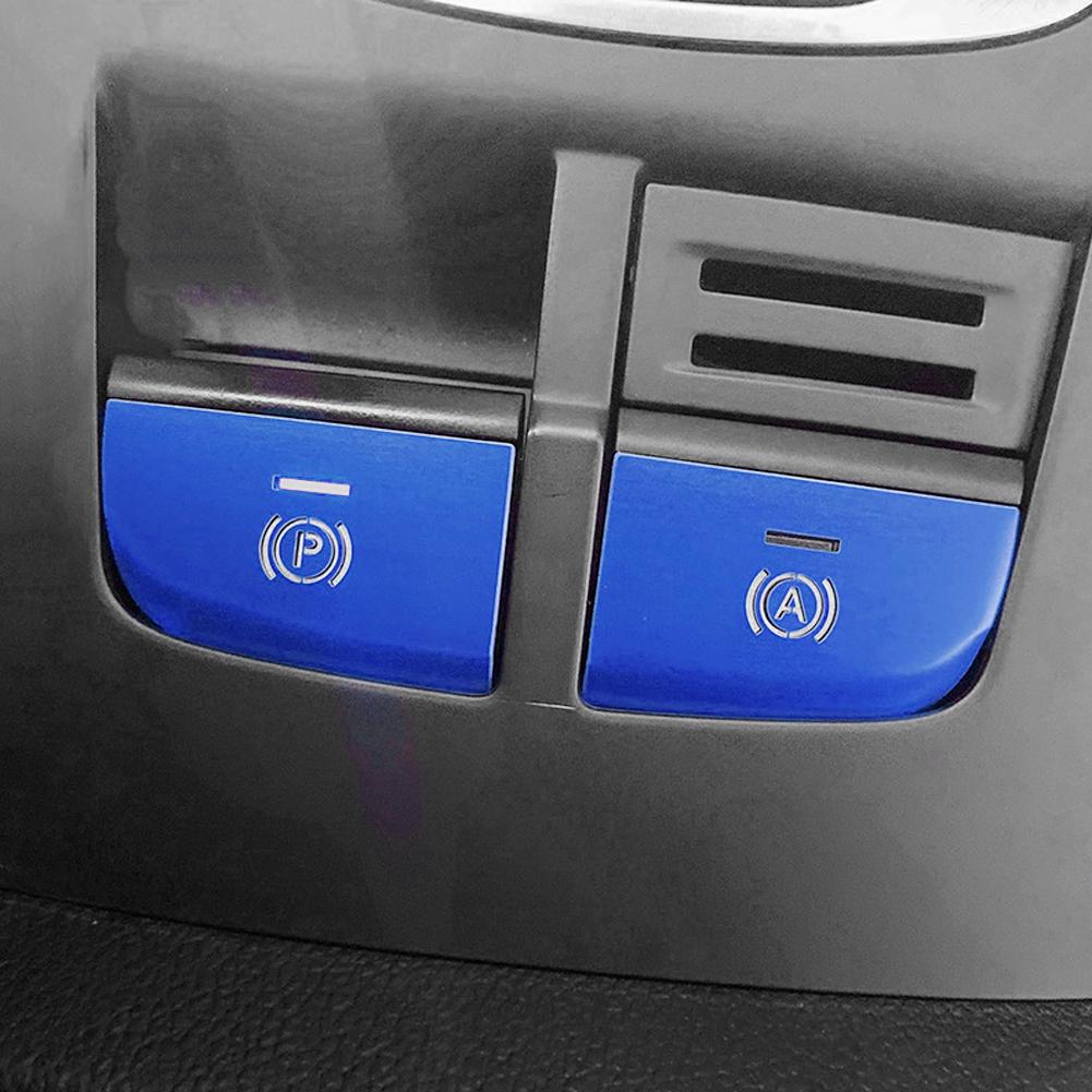 2Pcs Car Electronic Handbrake Hand Brake Button Sticker Cover Trim Accessories