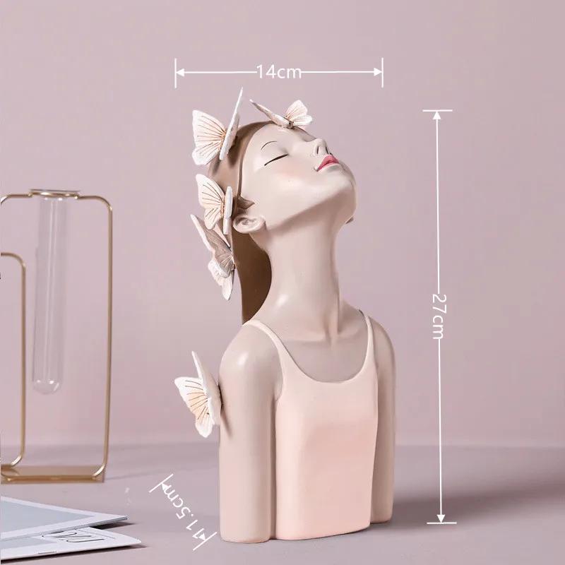 Nordic Butterfly Fairy girl resin decorated with metal trays, home decor accessories, Kawaii crafts statues, tabletop figurines