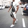 Abito stampato da uomo casual da uomo, maglietta oversize, pantaloncini da spiaggia, abbigliamento sportivo, scollo rotondo, abbigliamento sportivo, completo