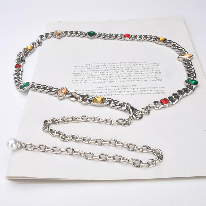 Diamond-in Waist Chain for Women European and American Metal Women's Fashionable Rhinestone Waist Decoration Fashionable Elegant Versatile Luxury
