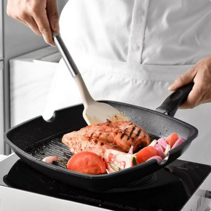 13 PCS Silicone Kitchen Utensil Set Stainless Steel Handle Kitchen Cooking Baking Tools Kitchenware Accessories Storage Bucket