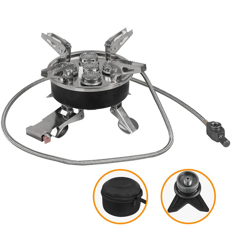 Hanlu Portable Stainless Steel 5-Head Camping Stove with Gas Converter