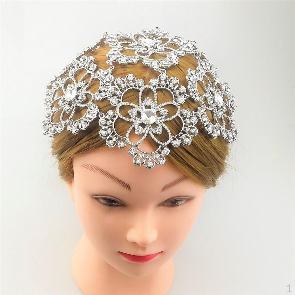 Sparkly Rhinestone Tiara Hat Crystal Beaded Flower Bridal Wedding Hair Accessories