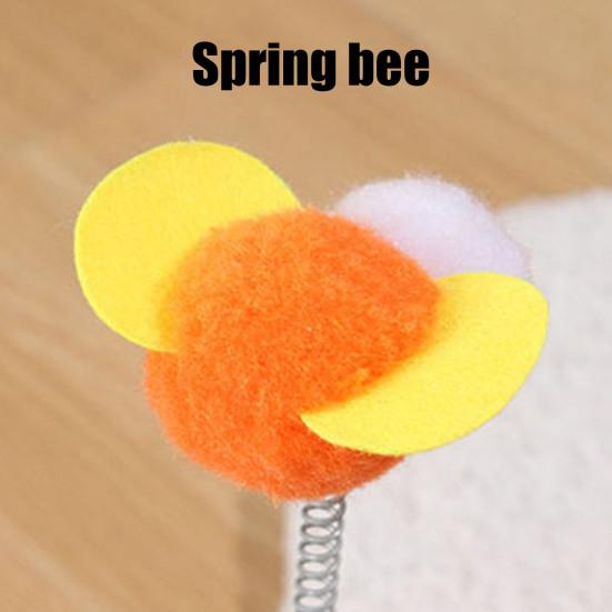 Cat Scratch Pad Flower Shape Sisal Rope Cat Scratcher Interactive Floor Cat Scratching Board with Spring Plush Bee for Furniture Protector