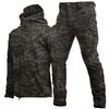 Men's Outdoor Warm-up Set - Camouflage Lined Thick Jacket and Pants, Soft-shell Jacket Set