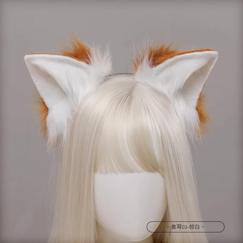 Halloween Red Wolf Fox Cat Ears Plush Hair Hoop Lolita Lovely Handmade Party Headdress Anime Cosplay Party Kawaii Accessories