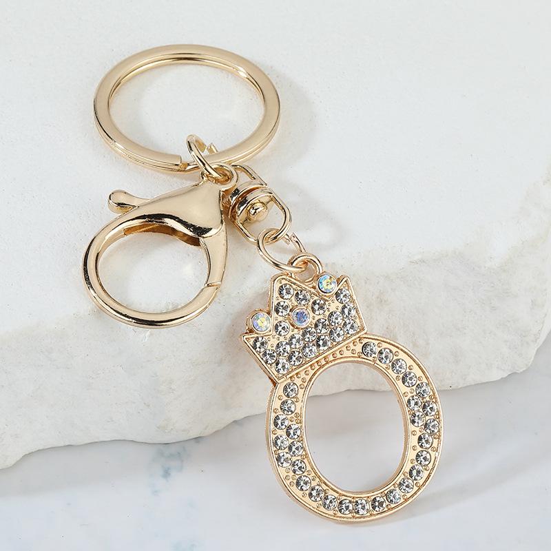 Unique Crown Crystal Rhinestones A-Z Letters Pendant Keychains For Men Women 26 Alphabet Car Key Ring Name Jewelry Keyrings Gift
