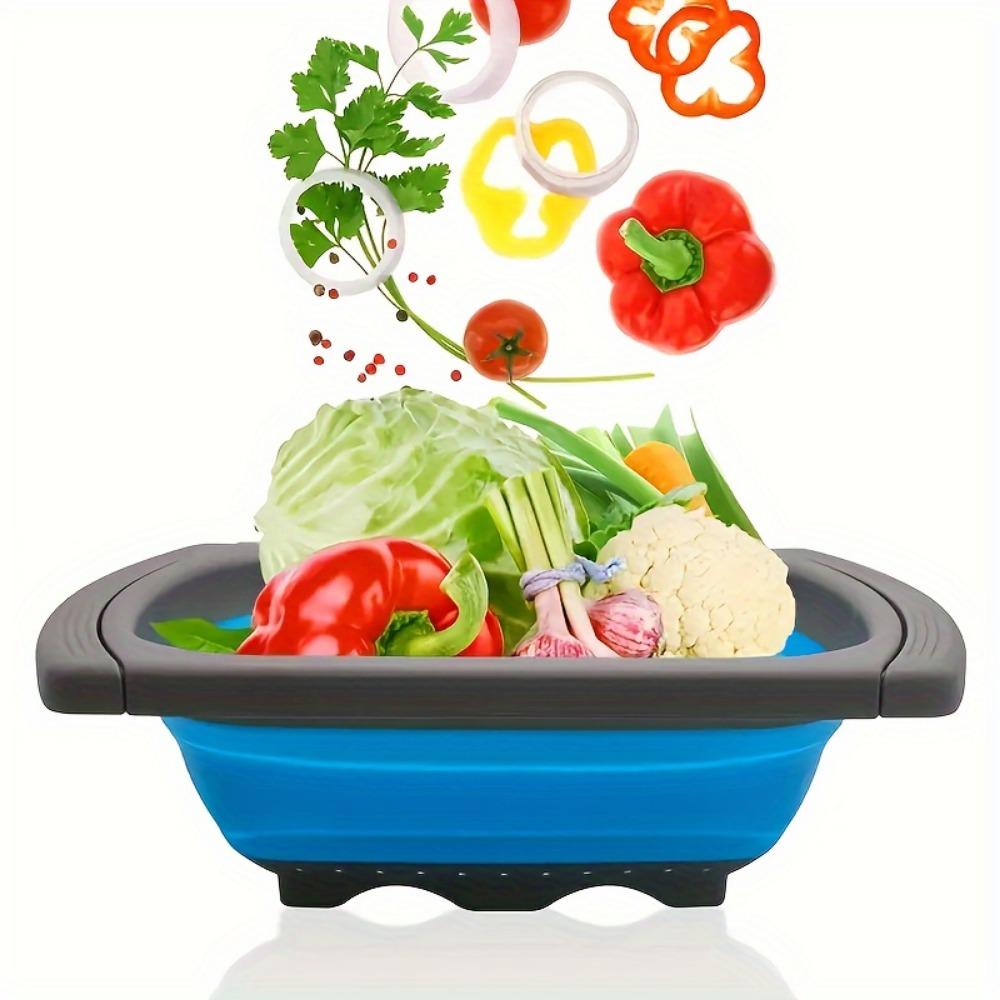 1 PCS Foldable Silicone Colander - Food Grade, Vegetable Fruit Drainer