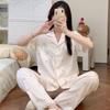 Ice Silk Pajamas Women's French Princess Style Short-sleeved Trousers Spring and Autumn New Casual Cardigan Loungewear Two-piece Set
