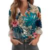 Long Sleeve Button Down Shirt for Women with Floral Print Lapel Collar Casual Loose Fit Top for Daily Office Wear