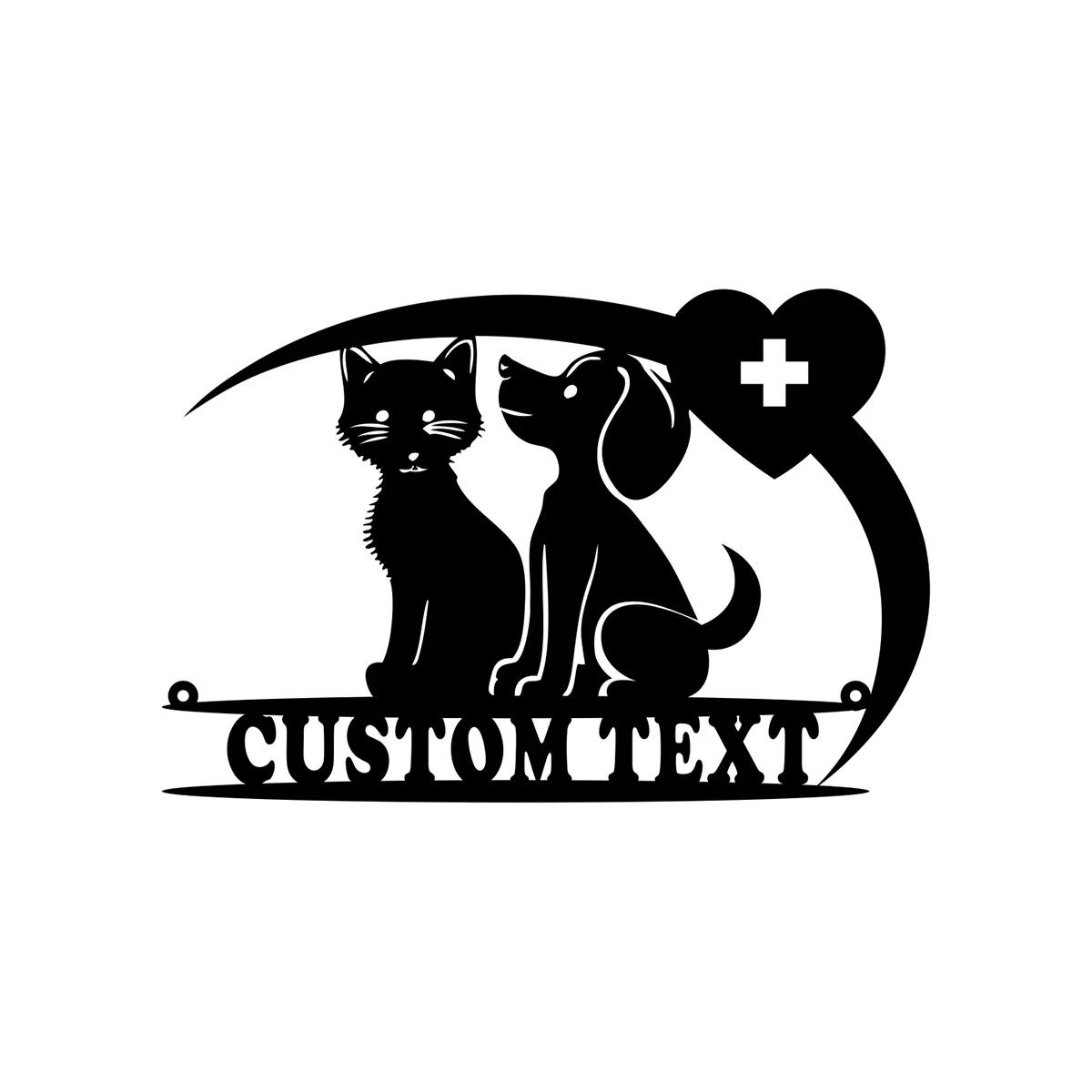 Personalized Pet Metal Wall Art, Veterinarian Gift Sign Home Decor, Custom Dog Name Tin Sign чёрный