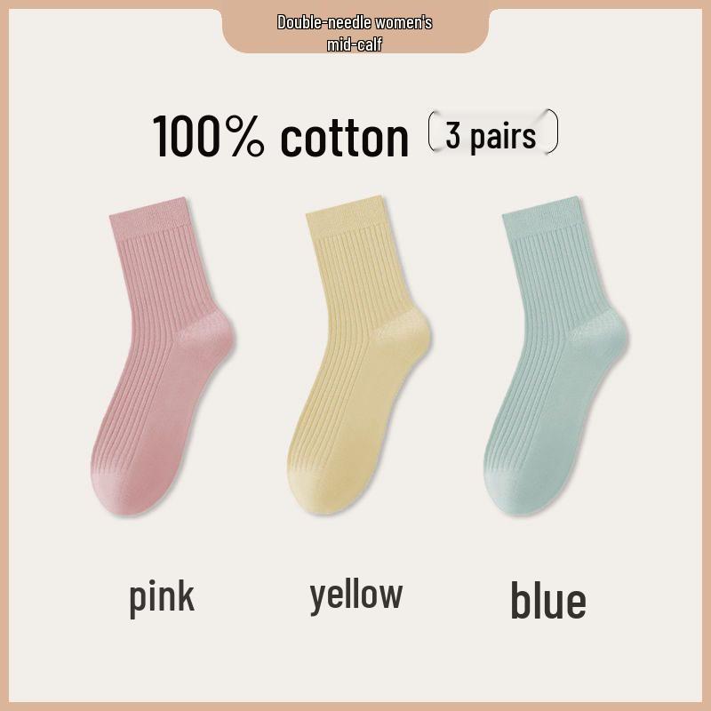 

Женские хлопковые носки до середины икры Zhuji - корейский и японский стиль для весны, лета и осени One size 35-40 (cotton/stretch)