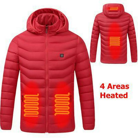 USB-Rechargeable Heated Winter Jacket - Men's 2/4/9-Piece Smart Heating Cotton Coat