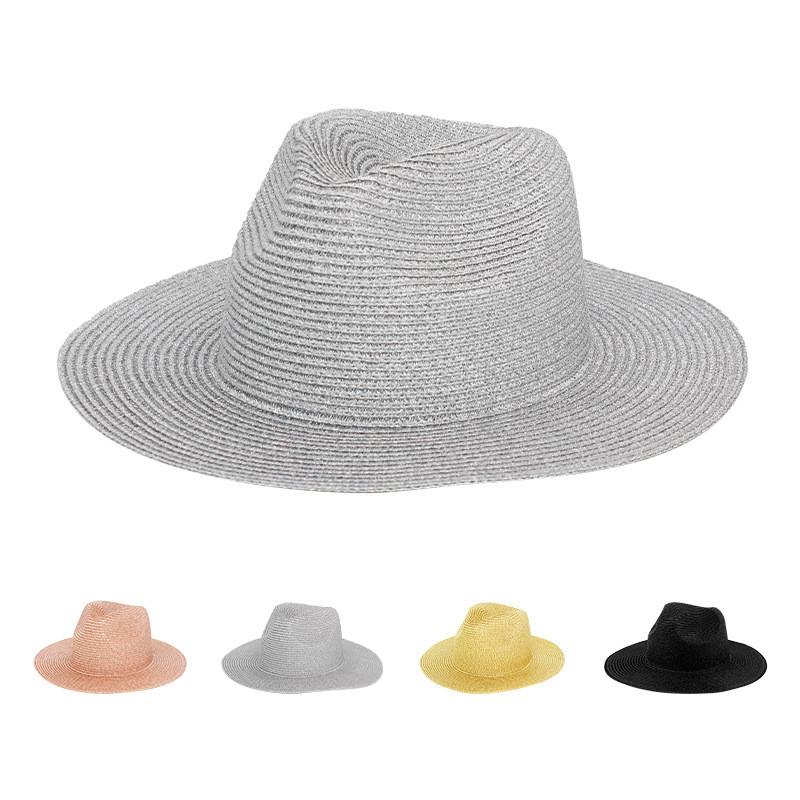 Plain Colored Straw Hat  Outdoor Wide Brim Sun Hats Uv Protection Casual Outings