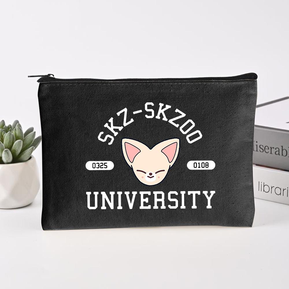 Cross-Border Trade Skzoo Animation Plush Canvas Pencil Case Student Stationery Bag Makeup Storage Bag For Kids