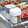 4 In 1 Camping Seasoning Jar with Lid Transparent Spice Dispenser 4 Compartment Outdoor Cooking Barbecue Salt and Pepper Shaker