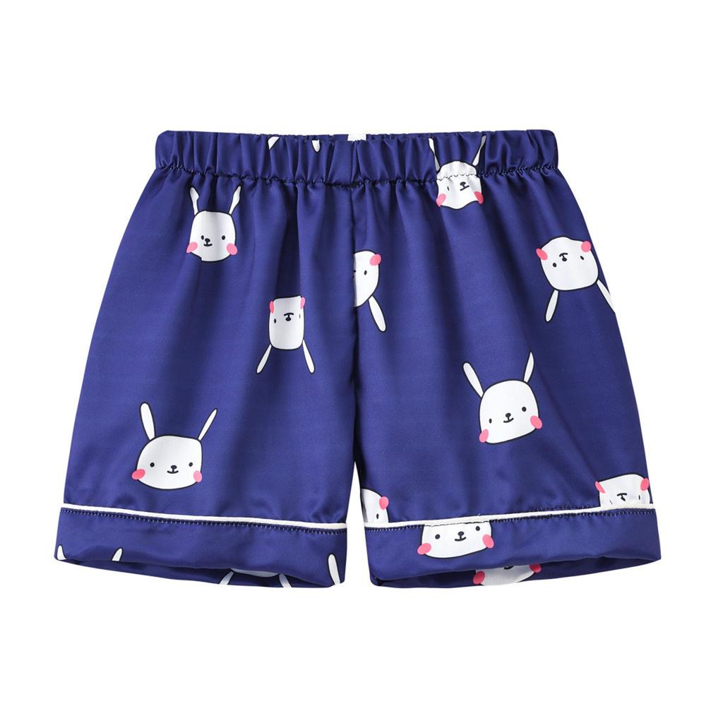 Toddler Children Baby Boys And Girls Printed Pajamas T Shirt Shorts Set