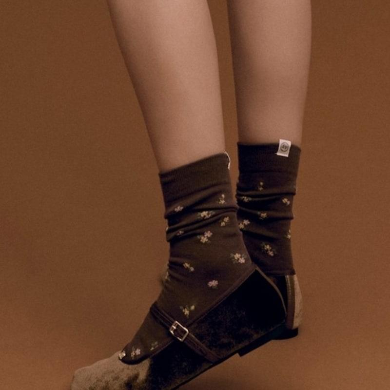 DEPOUND flower pattern socks - brown