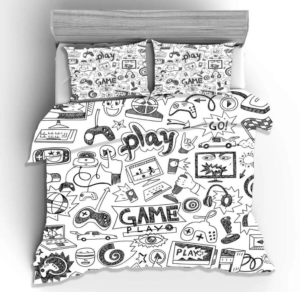 3d Digital Gamer Bedding Set Quilt Cover With Pillowcases Twin 2/3Pcs Video Game Comforter Cover Full Queen King Double Size