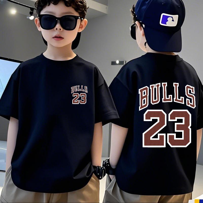 Boys' Summer Casual 100% Cotton Short Sleeve Crew Neck T-shirt