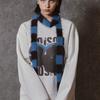 MEENDERI MIXED STRIPE knit MUFFLER - BLUE BROWN