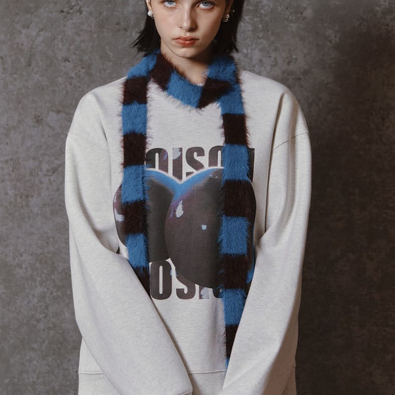 MEENDERI MIXED STRIPE knit MUFFLER - BLUE BROWN