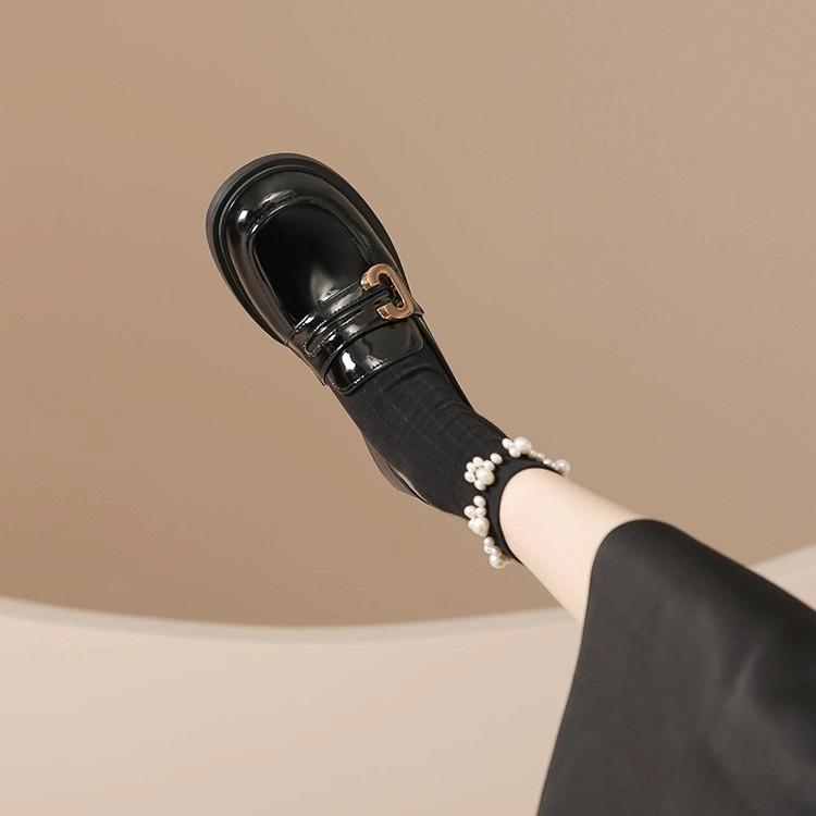 Small Leather Shoes Women's British Style 2025 New Autumn and Winter Velvet Jk with Skirt Loafers Versatile Platform Women's Shoes