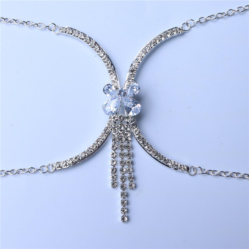 

European And American New Accessories Temperament Elegant Butterfly Chest Rest, Sexy Rhinestone Chest Chain Bodychain