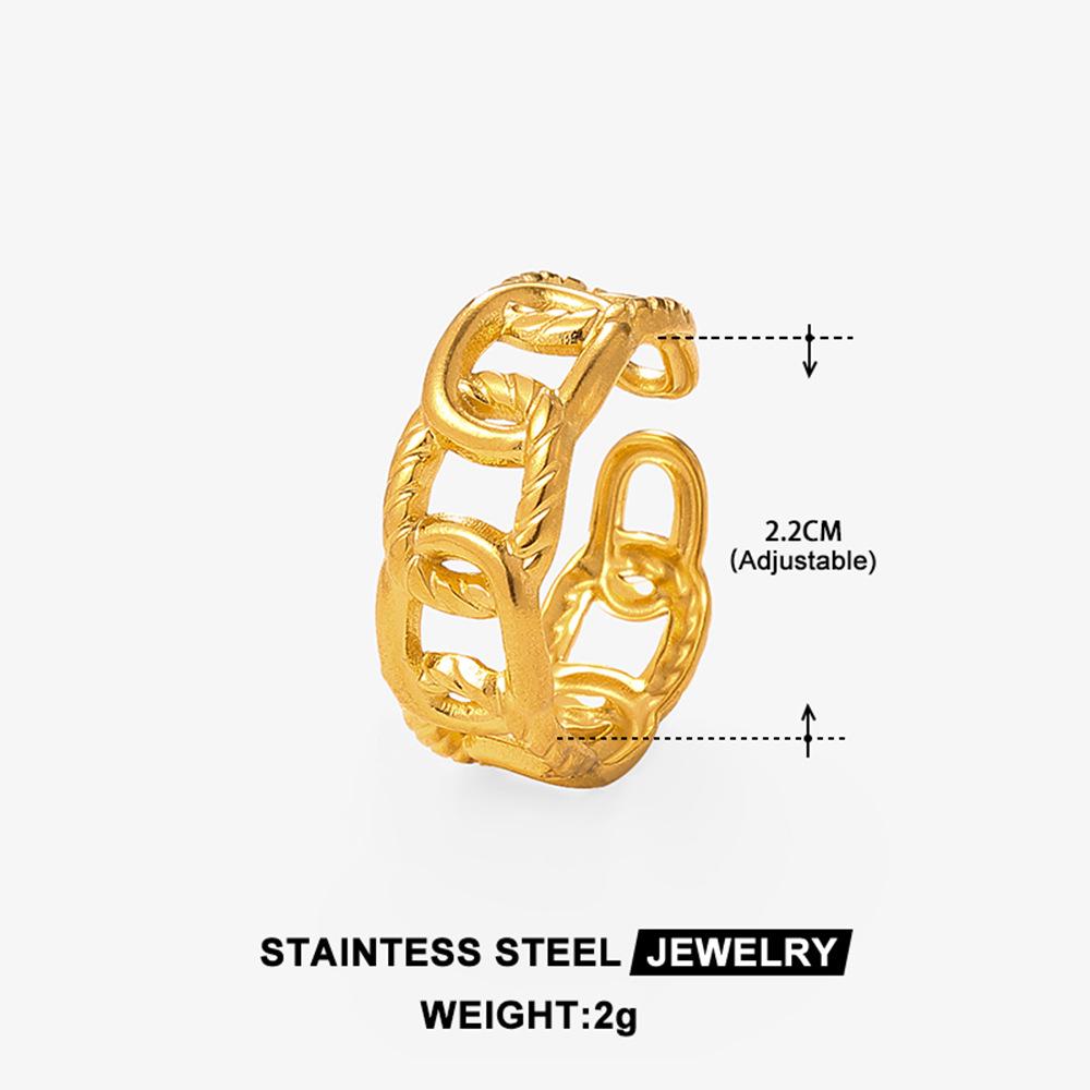 High-End Women's Fashion Stainless Steel Open Ring - Celebrity Style