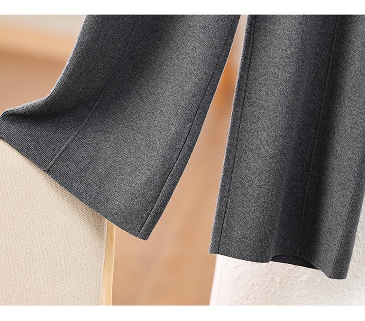 New White Wide-Leg Knitted Pants with Drawstring - Loose, Thickened, Plus Size for Autumn & Winter Casual Wear