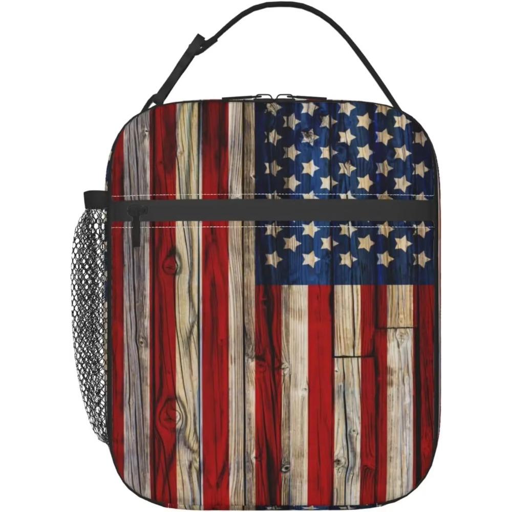 

Деревянный американский флаг прочный водонепроницаемый изолированный ланч-бокс многоразовый портативный охладитель термосумка контейнеры для ланча органайзер 26x21x11CM бежевый