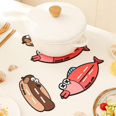 Heat Resistant Mat Cute Cartoon Silicone Non-Slip Protector Hot Food Bowl Mat For Home Restaurant Under Draining Counter