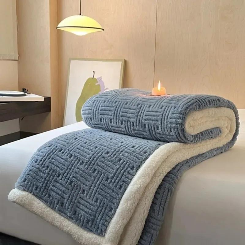 Winter Blanket Coral Fleece Blankets Office Shawl Nap Blanket Air Conditioning Duvet Bedding Warm Sheets 200*230cm