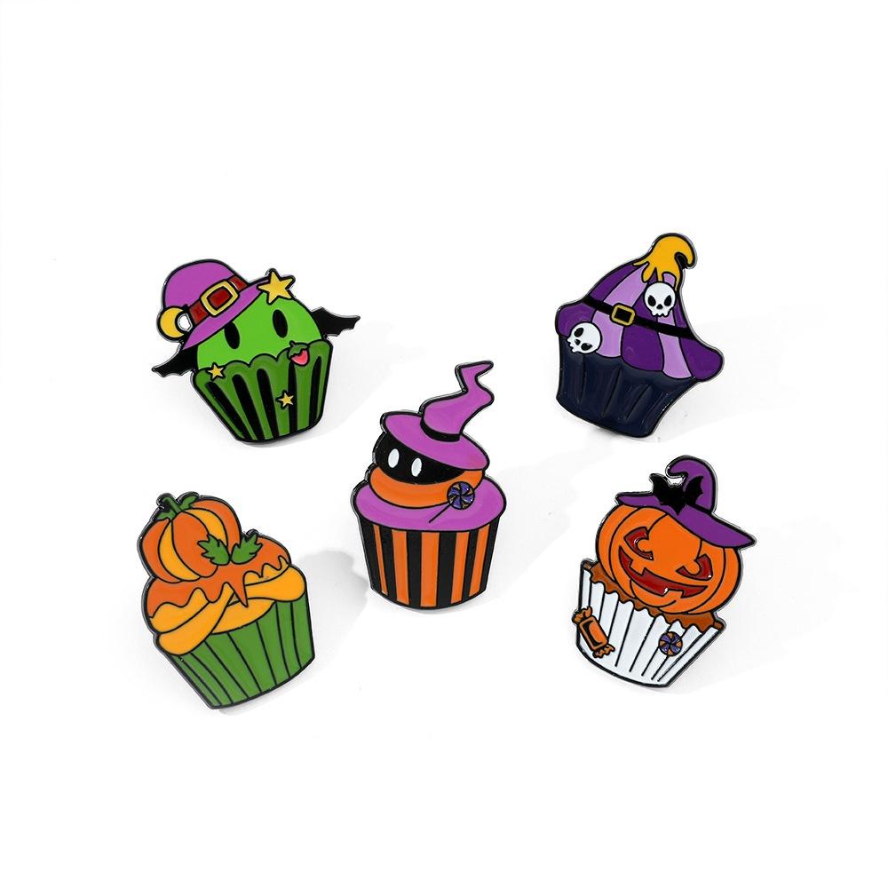 Halloween Cupcake Brosche Schrulliges und Lustiges Geist Skelett Kürbis Kuchen Design