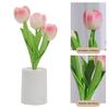 Large Tulip Night LED Battery-Powered Ambiance Light Bedside Lamp Light Realistic Floral for Bedroom Desk