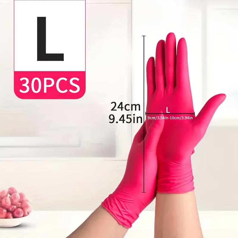 30/50/100pcs Deep Pink Disposable Nitrile Gloves, Latex Free & Dust-free, S/M/L Sizes, for Home Cleaning, Pet Care, Hair Dyeing & Kitchen Use