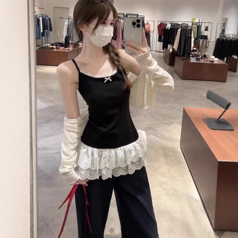 

White Lace Trim Camisole Top for Women - Spring/Summer Layer L [Premium Quality]