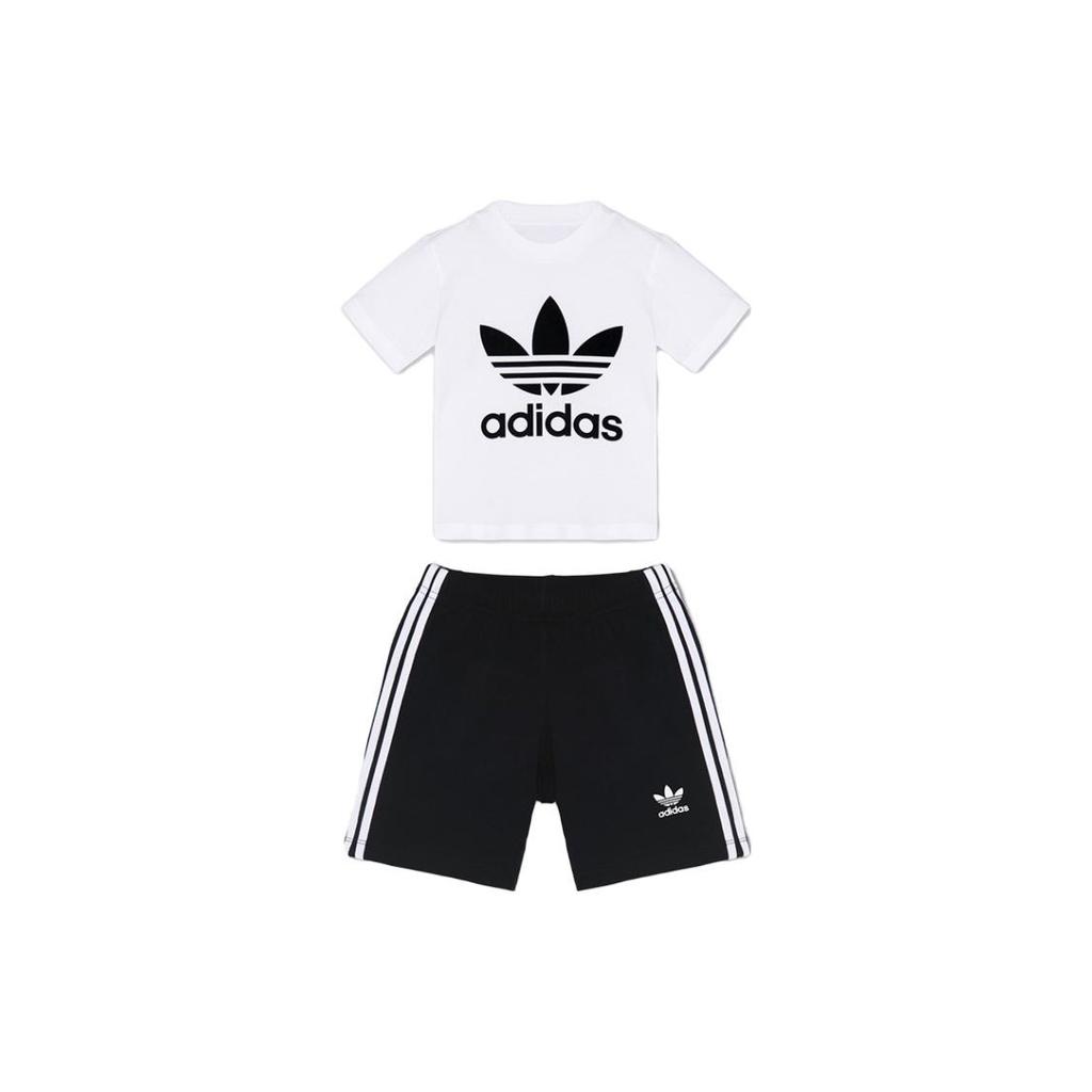 (TD) adidas Trefoil Shorts Tee Set 'White Black' Baby FI8318