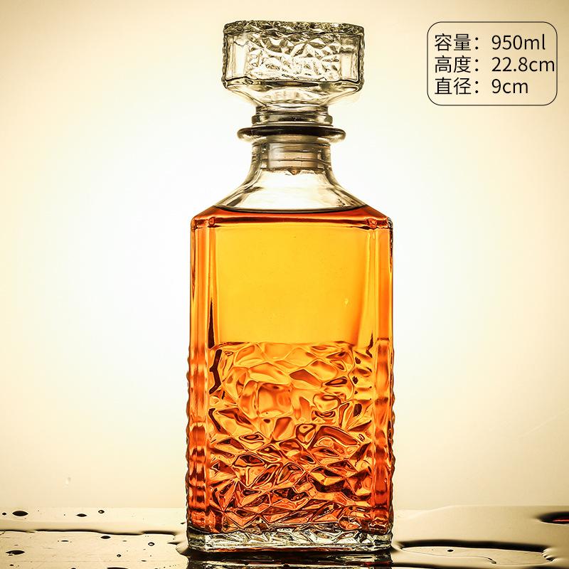 Decantador de Whisky Vodka Vino 950ml Botella de Vino Estilo Europeo Cuadrada Botella de Copa de Vino Cerveza Licores Vidrio Barra Decoración Hogar 2025 Nuevo