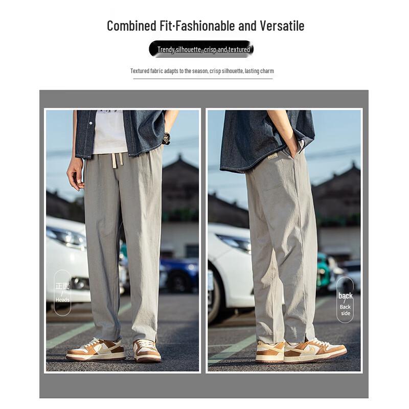 JEEP SPIRIT Herren Dünne Baumwoll-Leinen Gerade Cropped Hose