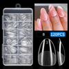 120/240Pcs Half Frosted Almond Pre-Filed Nail Tips Half Matte Press On Fake Nail Extension For Tiny Nail Bed 12 Sizes In Box