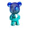 Handheld Fan Plastic Portable USB Rechargeable Bear Shaped Air Fan for Desktop Dormitory Blue Green
