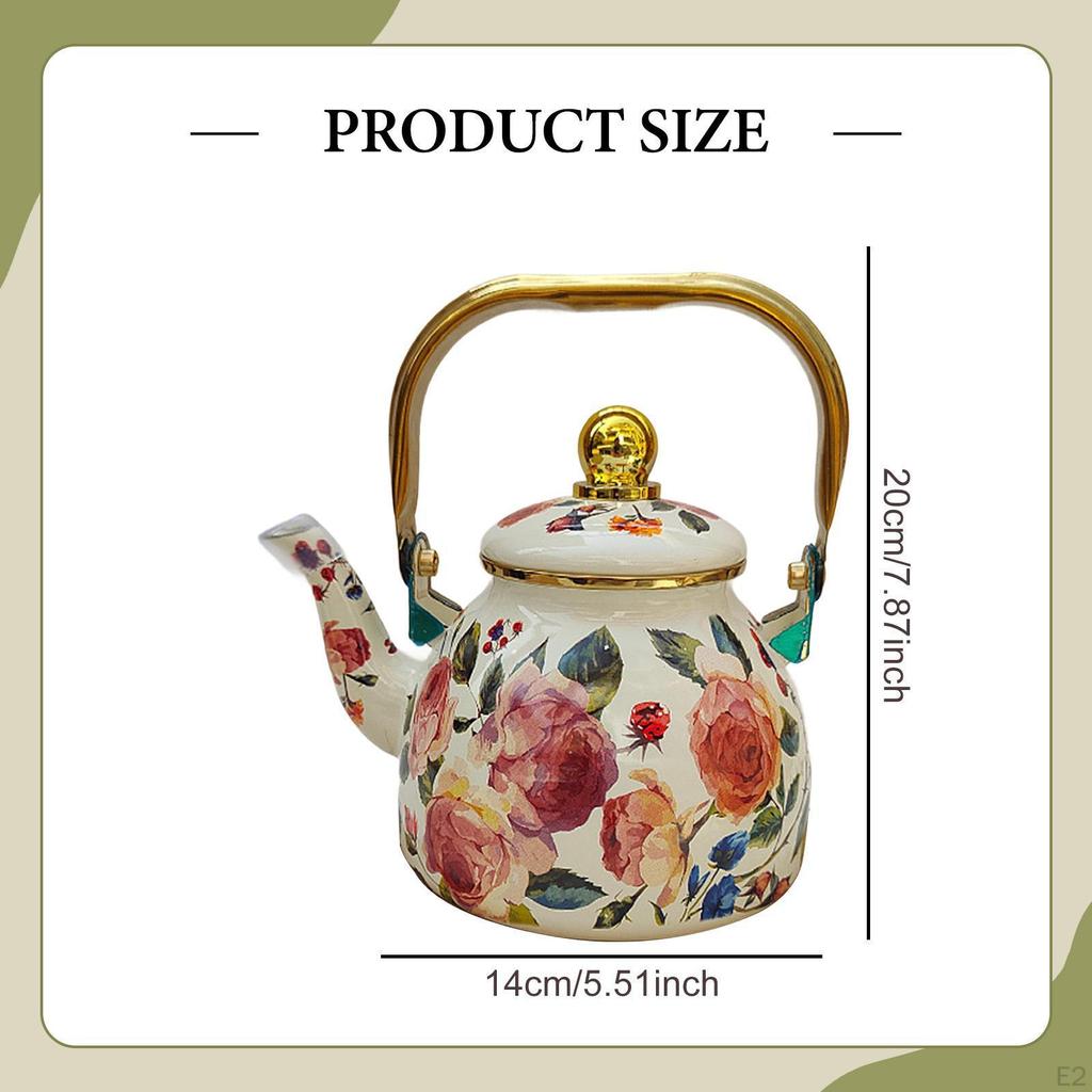 Emaille Teekanne 1,2L Blumenkessel Saft Wasserkrug Kaffee für Restaurant