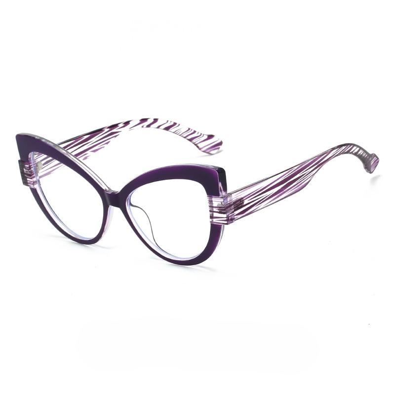 Stylish Color-blocked Cat-eye Non-prescription Glasses, Unique, Simple, Casual, Versatile, and With Blue Light Blocking.